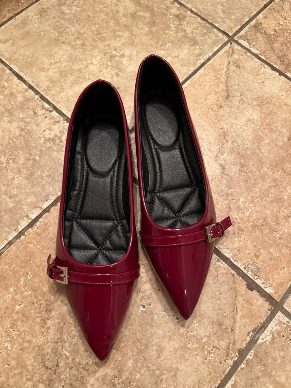 Women’s Burgundy Pointed Toe Ballet Flats
